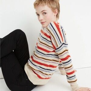 Madewell Red and Blue Crew Neck Sweater